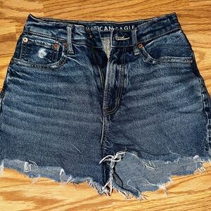 American Eagle Outfitters Distressed Dark Blue Jean Shorts